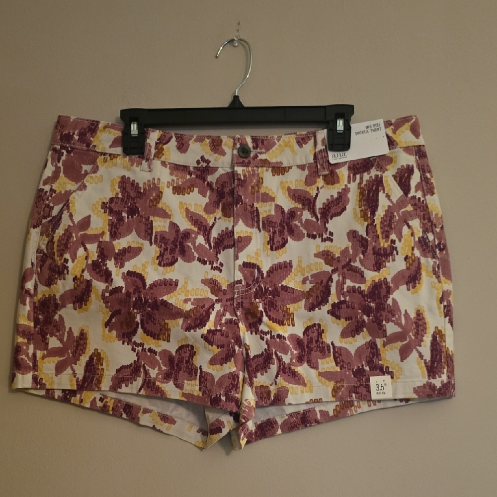 New A.N.A Women's Size 16 Rose Floral Mid-rise Shorty Short